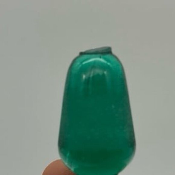 Vintage MCM Handblown Crackle Glass Turquoise Green Blue Cruet Bubble Stopper - Picture 10 of 11